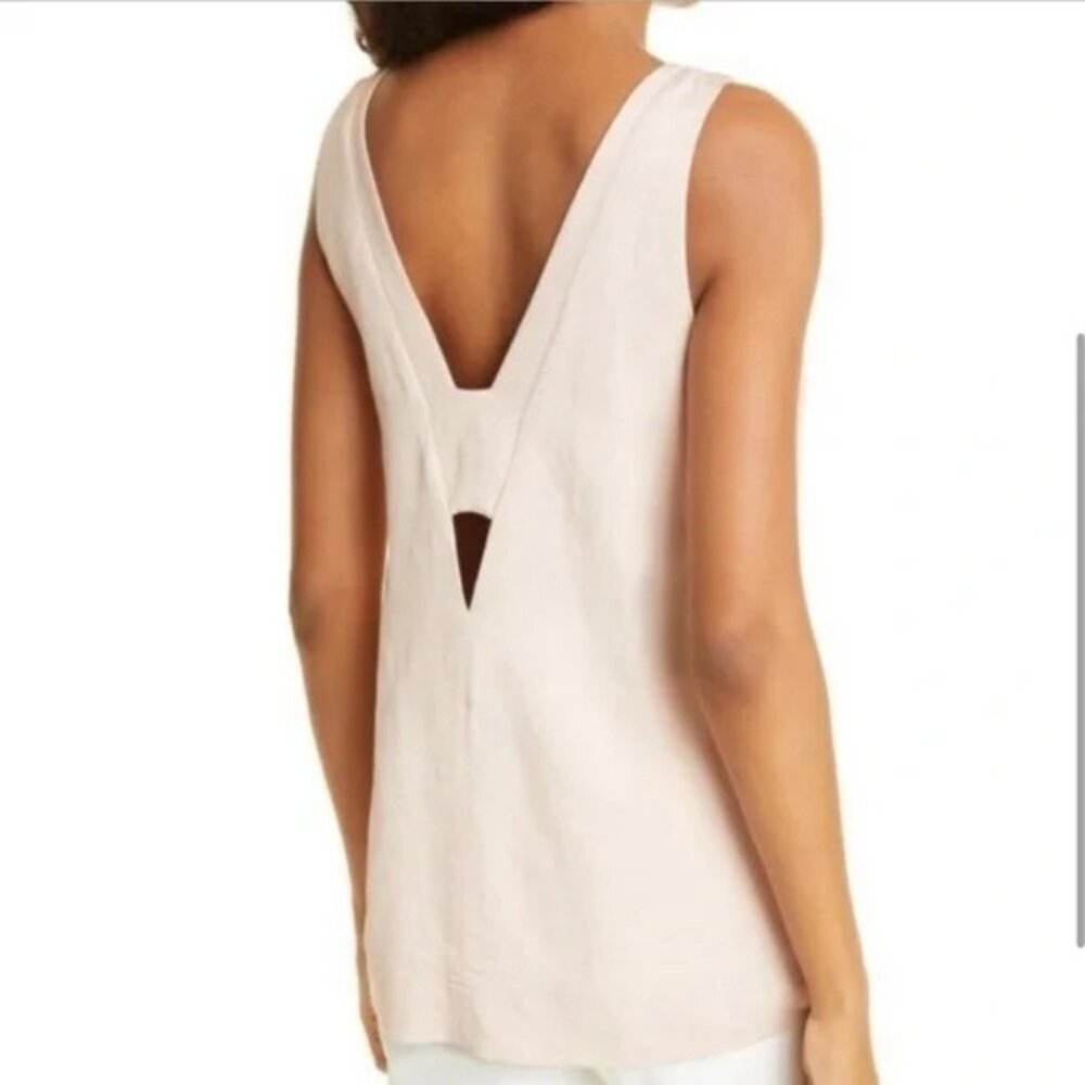 NWT Reiss Top Blouse Women's Size 10 Light Pink Linen Blend V-Neck Sleeveless - Picture 2 of 6